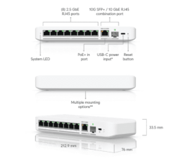 Switch UniFi 8 ports 2,5 giga 1 PoE in 1 SFP+ Ubiquiti