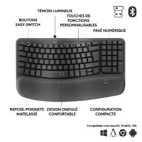 Clavier sans fil Logitech Ergo Pro Wave Keys