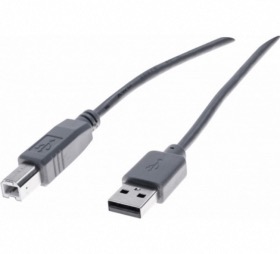 Cordon co USB 2.0 type AB M/M 1,8 m gris