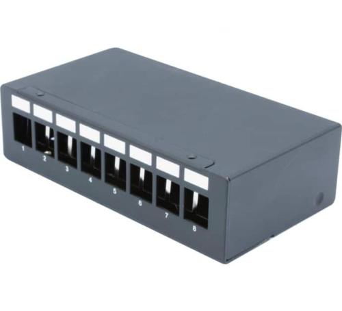 Boitier 1U 8 ports Keystone pour Rail DIN ou mural