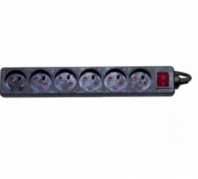 Multiprise lectrique noire - 6 prises avec interrupteur 1,50 m