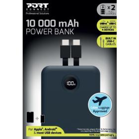 Powerbank 10000 mAh USB-A/C 2 câbles Port Design