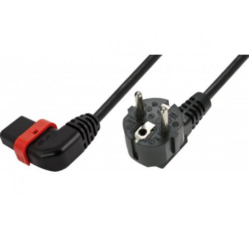 Cordon électrique IEC C13 coudé verrouillable 2m noir