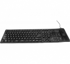 Clavier étanche en silicone souple USB PS2 noir