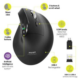Souris Bluetooth rechargeable Ergo Auditor IA Port Design